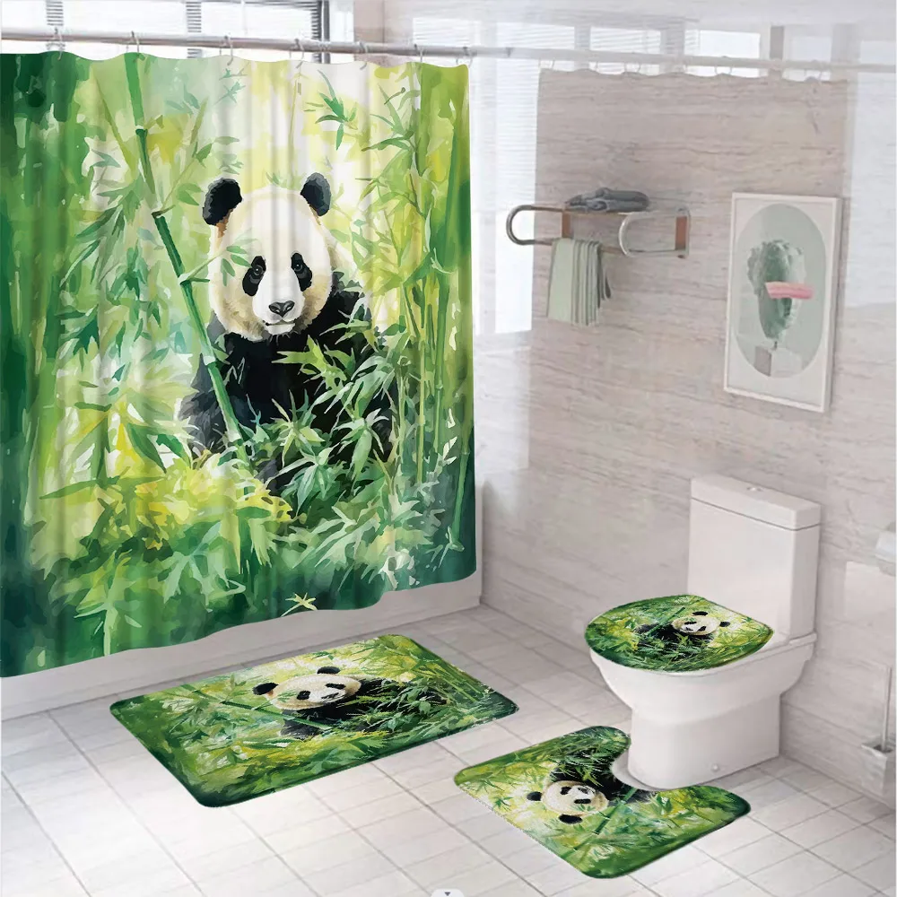 Bamboo Bath Mat - 4 шт. акварельные зеленые бамбуковые занавески