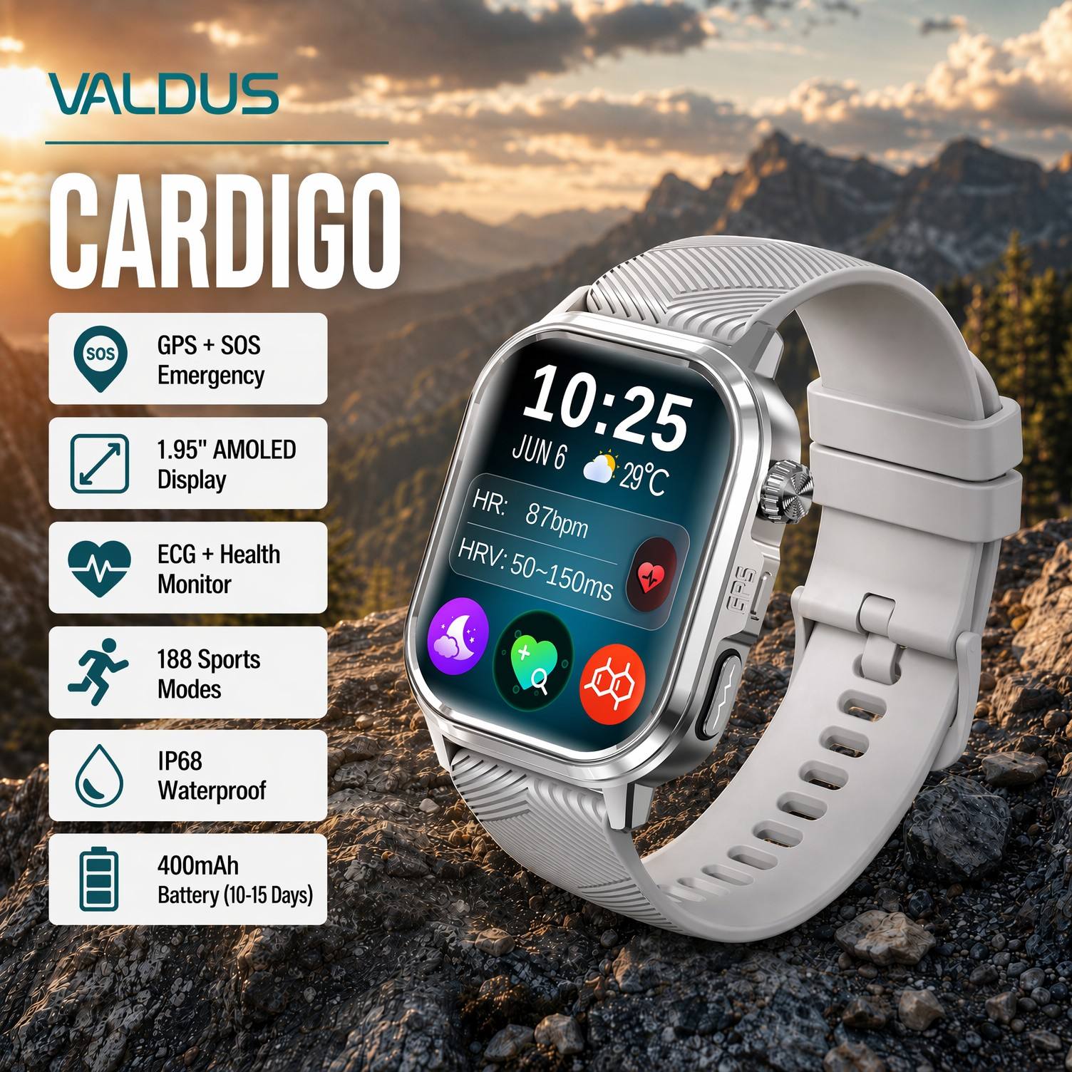 Health & Wellness Unlimited - Умные часы VALDUS CARDIGO для мужчин